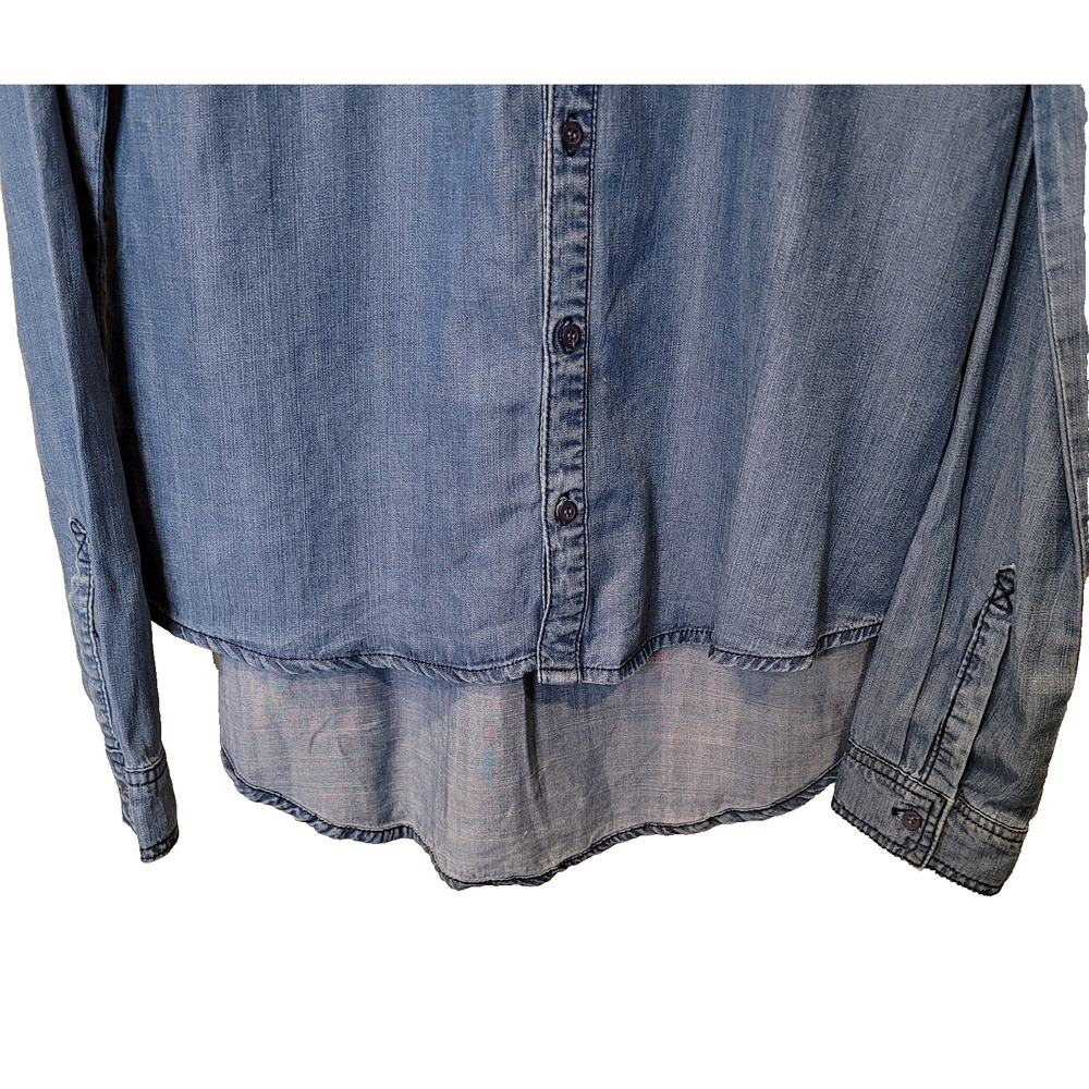 NWT Scully Womens Blue Denim Fringe Button Down Long Sleeve Shirt Large Western - Picture 4 of 10
